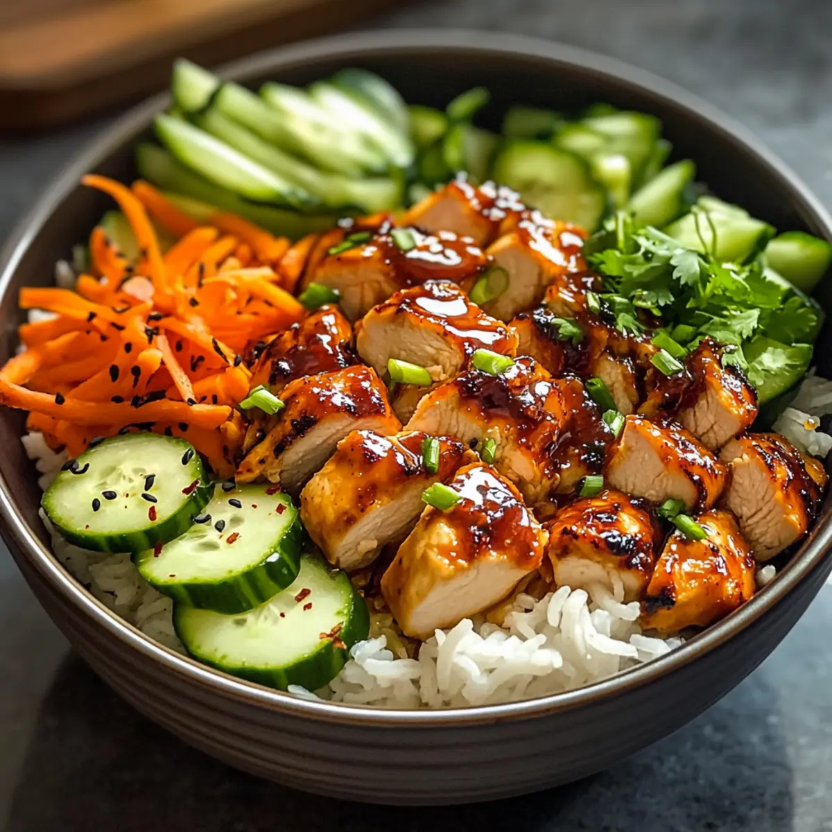 Würzige Hähnchen Bowl mit cremiger Soße für jeden Tag